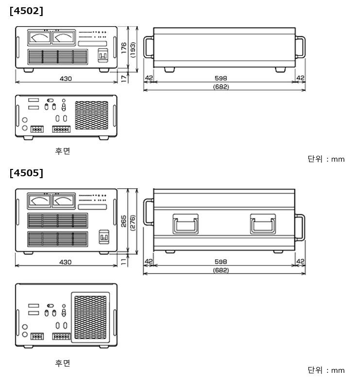 NF 4502 4505 외형 치수도