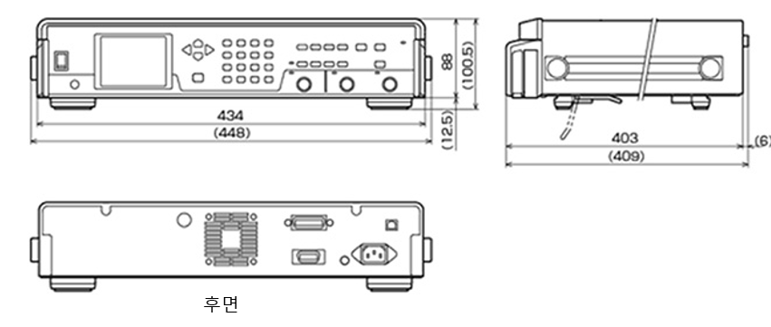 FRA5022 외형 치수도 전면 측면 후면