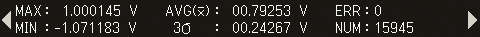 DM7560 통계치 표시: MAX, MIN, AVG, 3σ, ERR, NUM 값