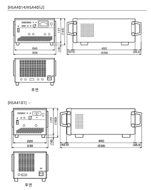 HSA4014 HSA4052 HSA4101 외형 치수도