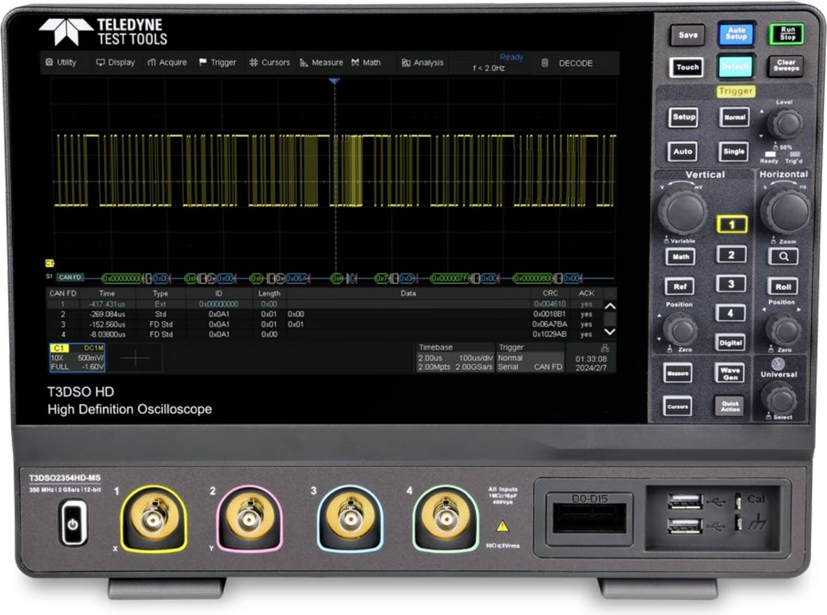 Teledyne T3DSO2000HD 12비트 고해상도 오실로스코프