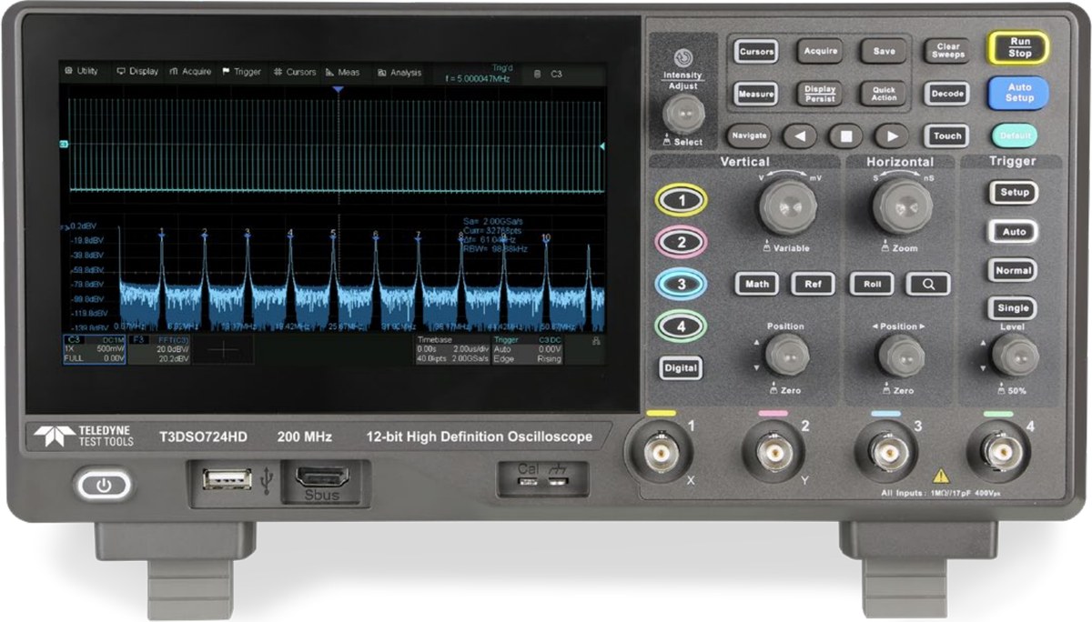 Teledyne T3DSO700HD 12비트 고해상도 오실로스코프