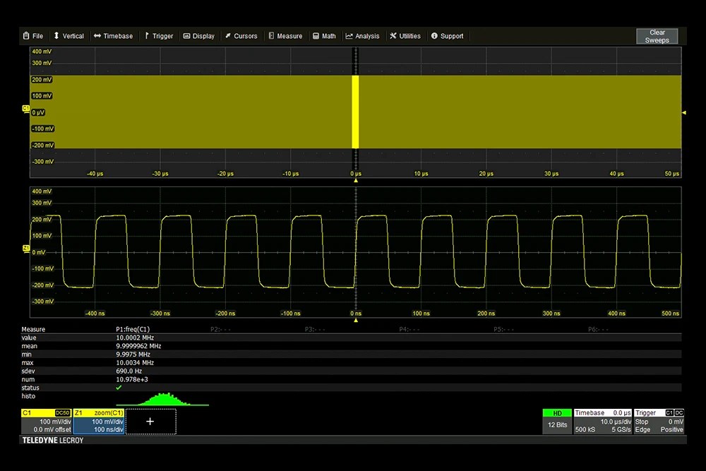 WaveSurfer 4000HD 클럭 분석 화면