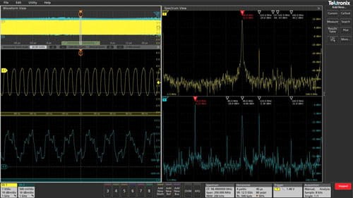 텍트로닉스 MSO64B Spectrum View 주파수 영역 화면