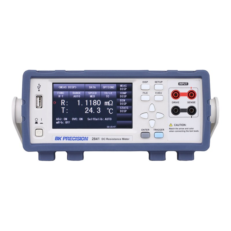 BK Precision 2841 온도 보정 DC 저항 측정기(밀리옴미터) 정면