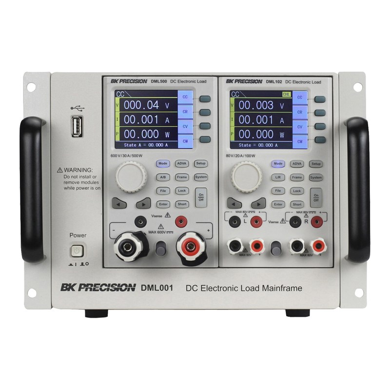 BK Precision DML001 2슬롯 모듈형 DC 전자로드 메인프레임 정면