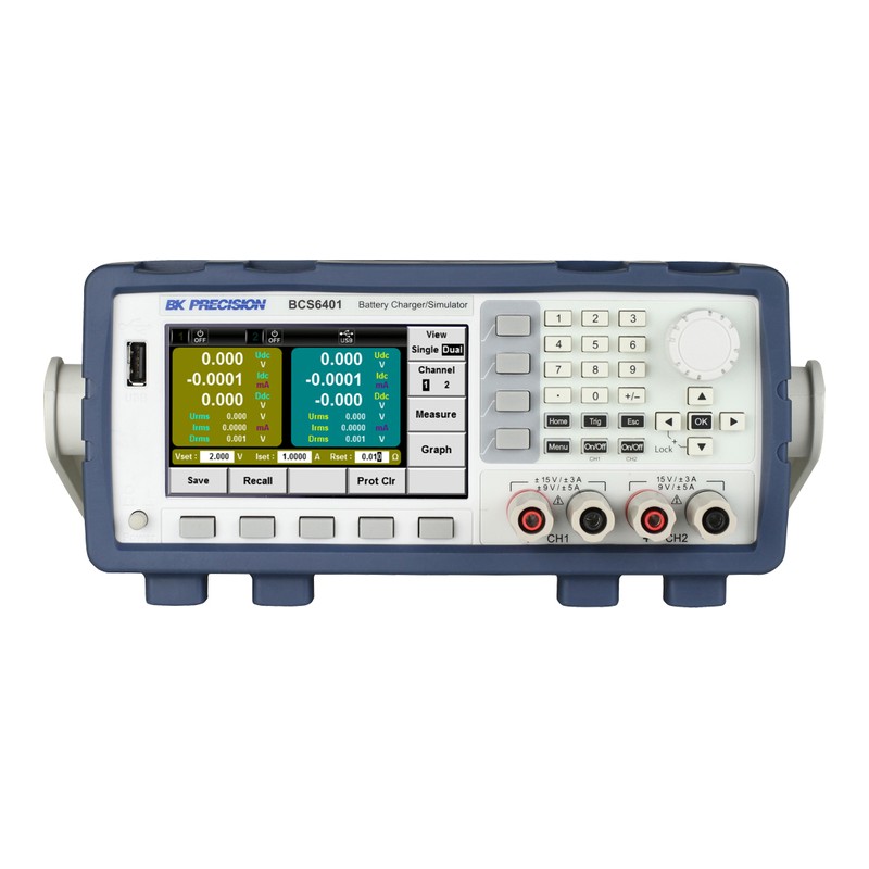 BK Precision BCS6401 2채널 배터리 충전기·시뮬레이터 정면