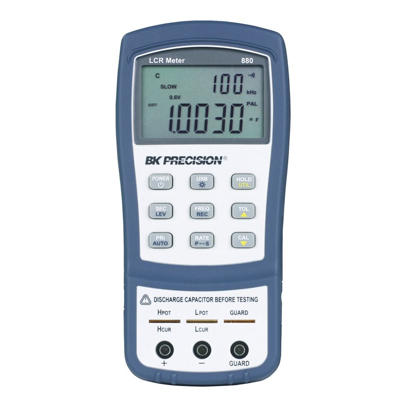 BK Precision 880-220V 100kHz 핸드헬드 LCR 미터(ESR) 정면