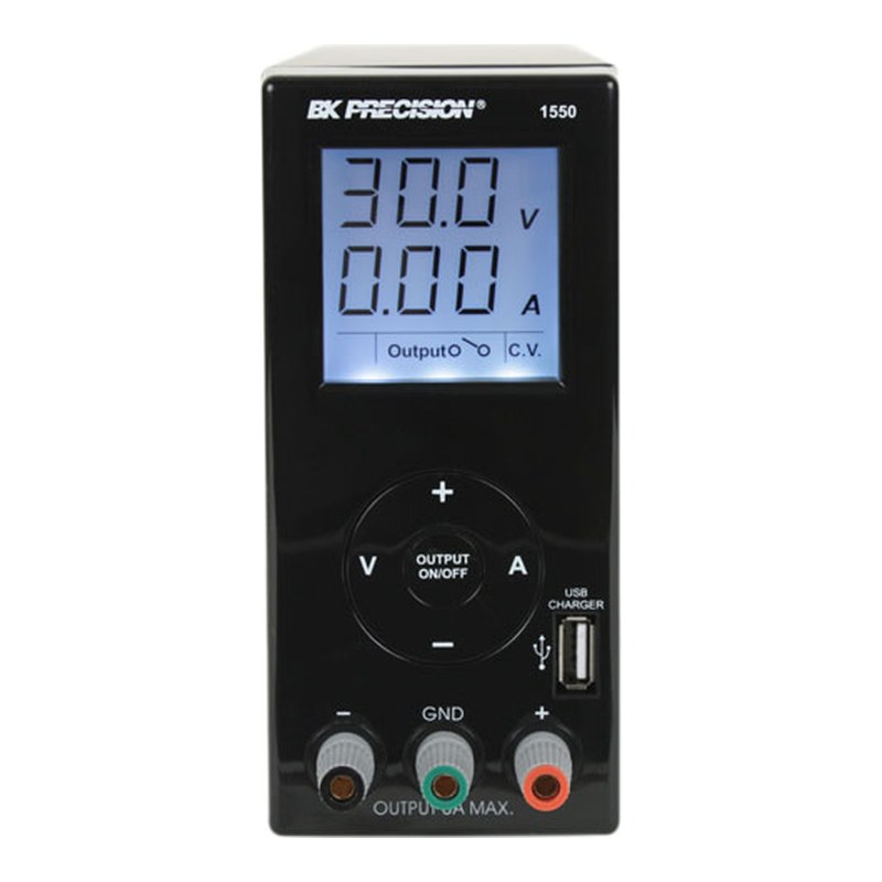 BK Precision 1550-220V USB 충전 포트 스위칭 DC 전원공급기 정면